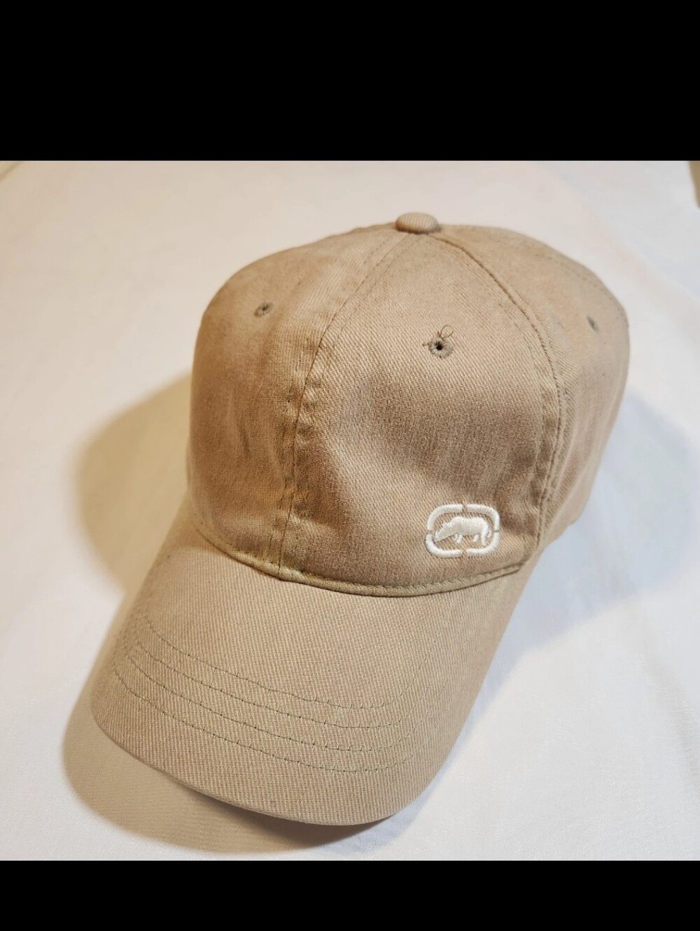 Vintage Y2K Ecko Complex Flexfit Hat Fitted Cap Khaki Tan Rhino Logo